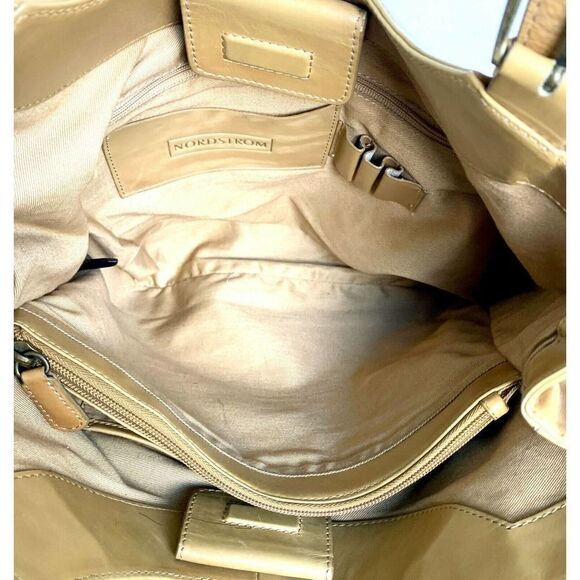 ROOMY NORDSTROM STUDDED TAN BEIGE GENUINE LEATHER TOTE SHOULDER BAG BOHO HANDBAG - Picture 7 of 9